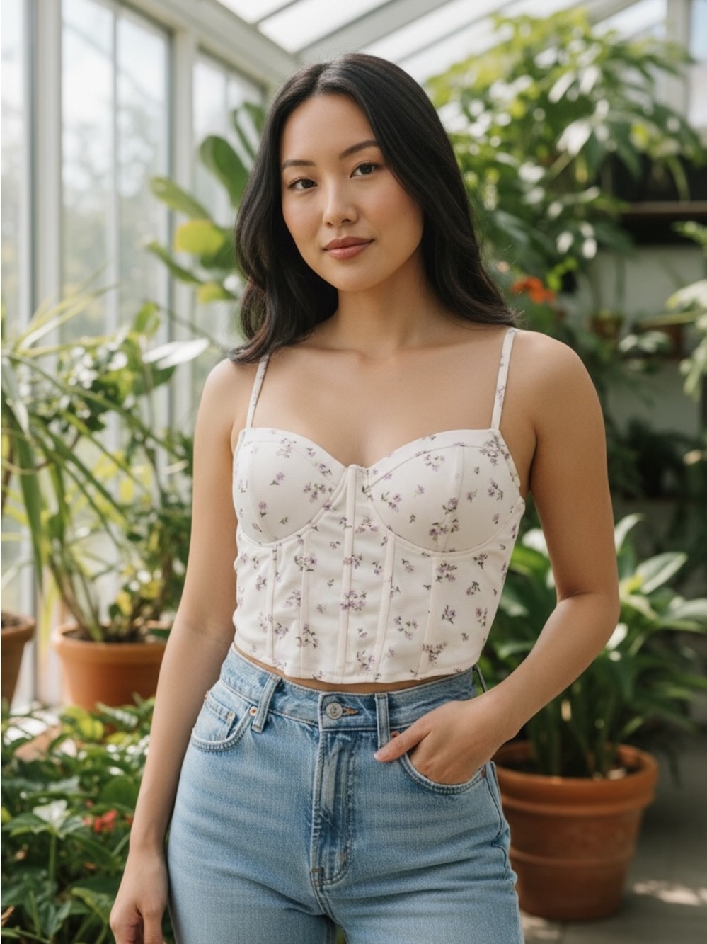 IRIS Floral Smocked Crop Top